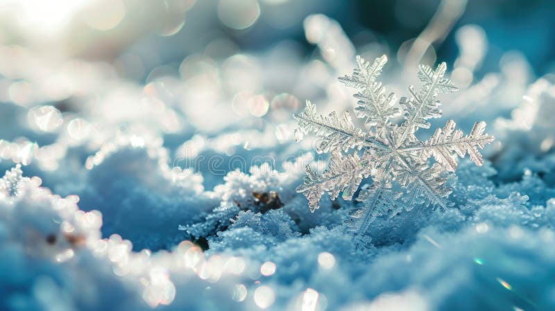 Un fiocco di neve è seduto su una montagna di neve illustrazione di stock
