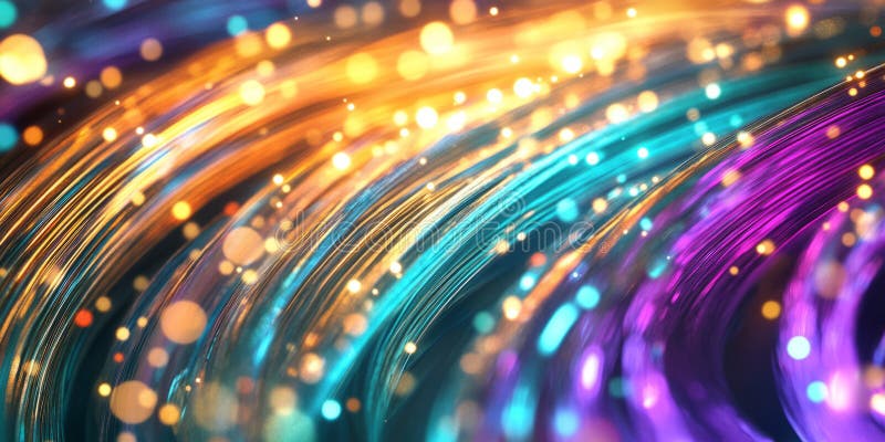 Un fond abstract fascinant, colorat, cu fire optice cu fibră optică strălucitoare. Sistemul royalty free stock photos