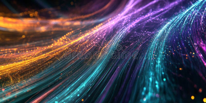 Un fond abstract radiant și colorat, inspirat din fire optice strălucitoare. Complexul royalty free stock images