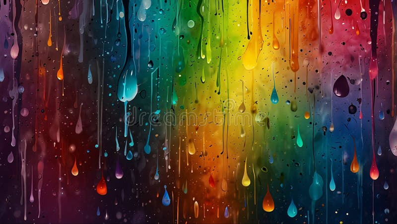 Un fond abstrait avec des gouttes de pluie prismatiques de taille variable créant une symphonie colorée illustration libre de droits