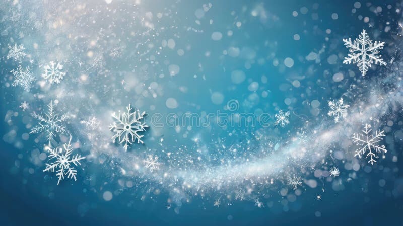 Un fond minunat de iarnă albastru și alb cu fulgi de zăpadă căzuți royalty free stock photos