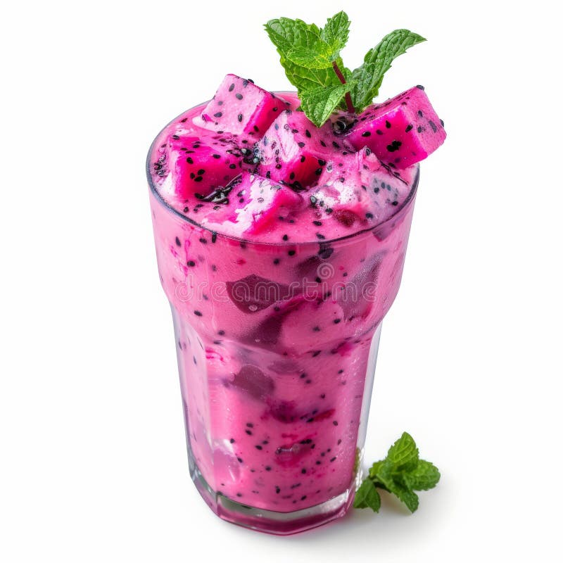 Un frullato di drago fresco di colore con acqua di cocco e banana ricoperta di drago immagini stock libere da diritti
