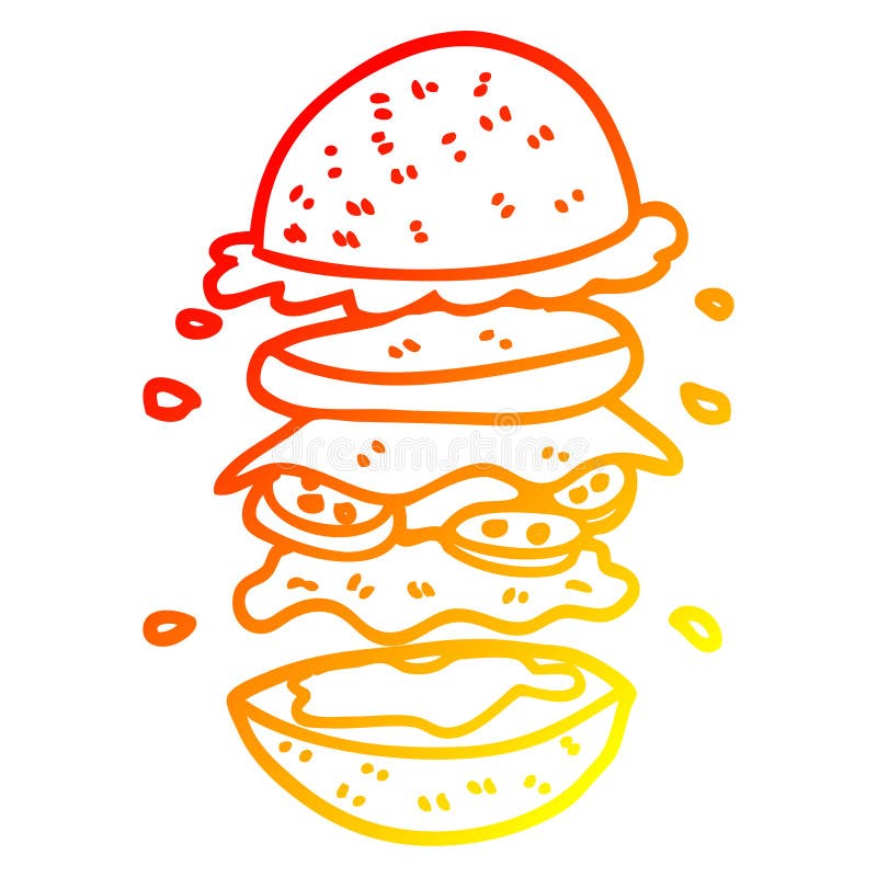 Un fumetto di disegno a gradiente caldo creativo su un enorme burger royalty illustrazione gratis