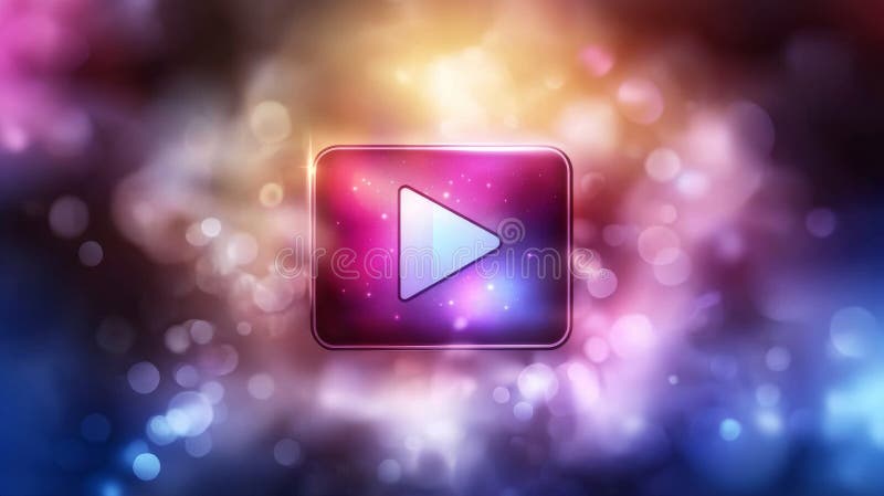 Un fundal dinamic vibrant acceptă un ecran digital strălucitor care afișează redarea video în flux într-o imagine stock photography