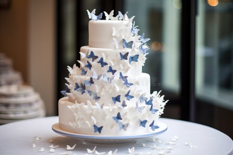 Gâteau De Mariage Blanc à Deux étages Décoré De Perles. Photo Pour