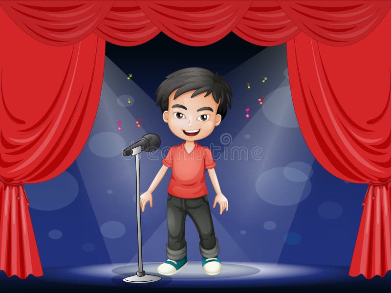 Un giovane che esegue nella fase illustrazione di stock Un giovane che esegue nella fase illustrazione di stock