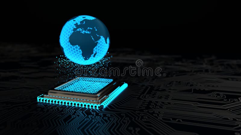 Un glob digital despre un microcip vector illustration