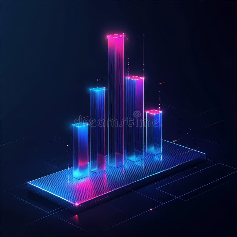 Un grafic colorat cu bare violet albastru și verde stock illustration