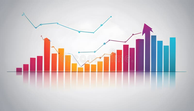 Un grafic colorat cu o linie orientată în sus ai generat stock illustration