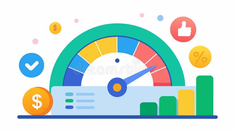 Un grafico indicatore mostra i progressi compiuti dagli utenti verso l'obiettivo di risparmio che vengono aggiornati in tempo real illustrazione vettoriale