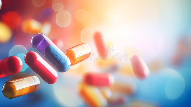 Un grand nombre de comprimés multicolores capsules et vitamines closeup. traitement médical dans un établissement médical mode de vie sain assurance vie médicale pharmacies traitement pharmacie dans une clinique. ai généré.