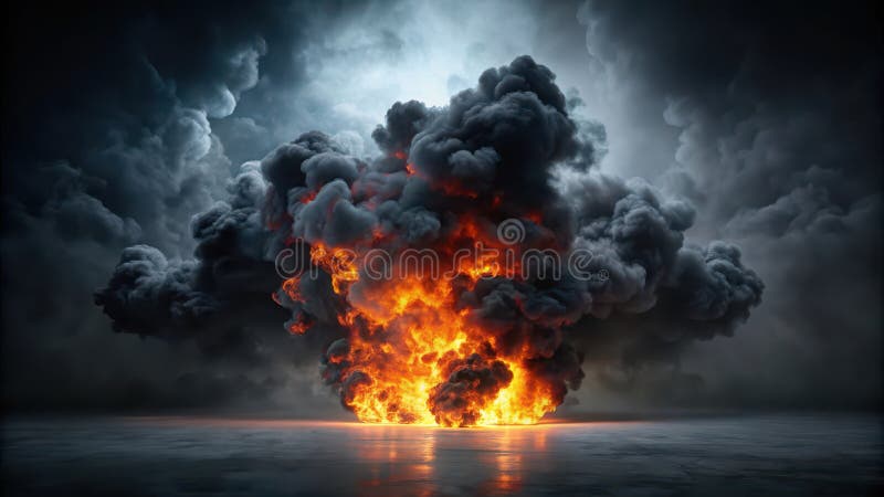 Un grande inferno una visualizzazione drammatica di fuoco e fumo intensi in un ambiente buio. Generative AI royalty illustrazione gratis
