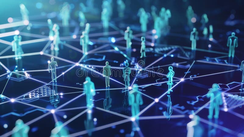 Un groupe de médecins et de patients connectés par un réseau de soins de santé décentralisé alimenté par la technologie blockchain photos libres de droits