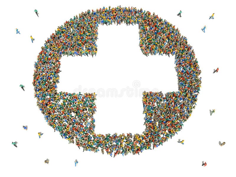 Un grup mare de persoane sub forma unui semn plus stock illustration