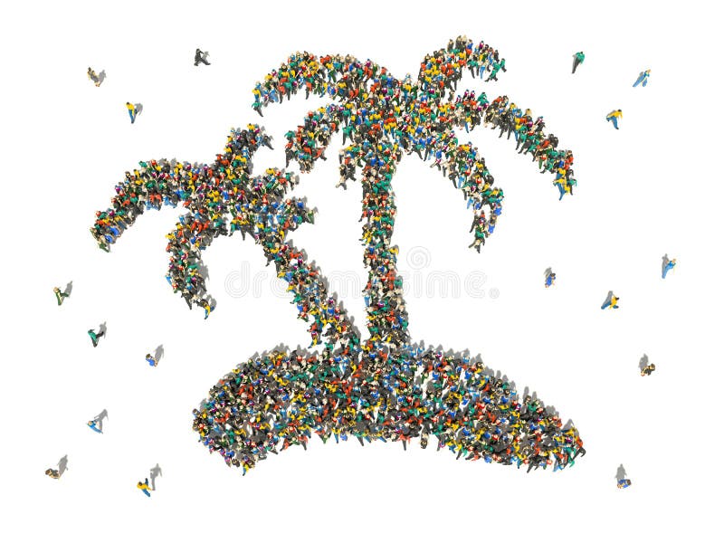 Un grup mare de persoane în formă de simbol al palmierilor vector illustration