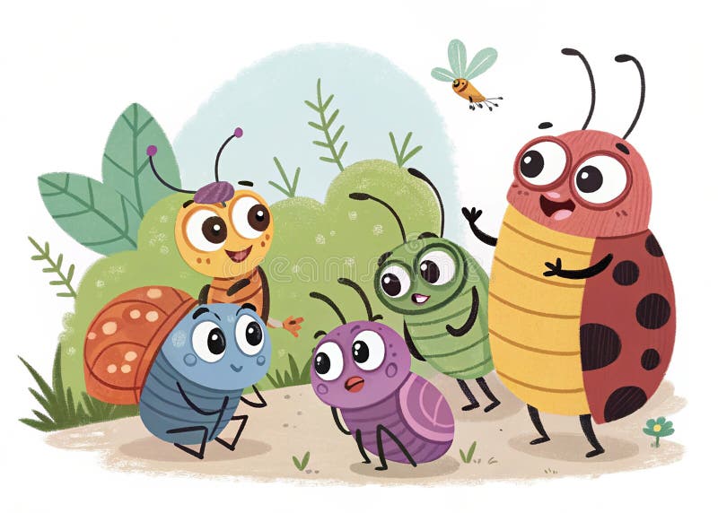 Un grupo de bichos de dibujos animados con grandes ojos Acent asbquo no IA GeneradoUn grupo de bichos de dibujos animados con gran. Un grupo lúdico de bichos de dibujos animados con ojos expresivos de gran tamaño desliza una divertida y caprichosa ilustración de la IA llena de encanto y carácter.