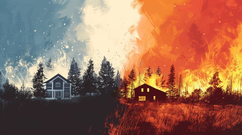 A graphic showing the four stages of a wildfire and how quickly it can spread. The poster emphasizes the importance of creating a defensible space around homes and being aware of AI generated. A graphic showing the four stages of a wildfire and how quickly it can spread. The poster emphasizes the importance of creating a defensible space around homes and being aware of AI generated