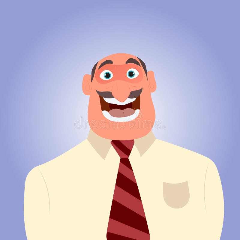 Un hombre feliz con un bigote con la boca abierta stock de ilustración Un hombre feliz con un bigote con la boca abierta stock de ilustración