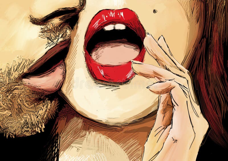 Un hombre que besa a una muchacha en su mejilla ilustración del vector Un hombre que besa a una muchacha en su mejilla ilustración del vector