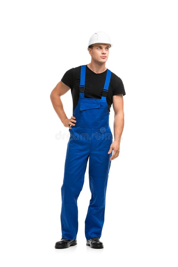 Un Homme En Costume De Travail Bleu TirA IsolA Image stock Image du commode attrayant 158905175
