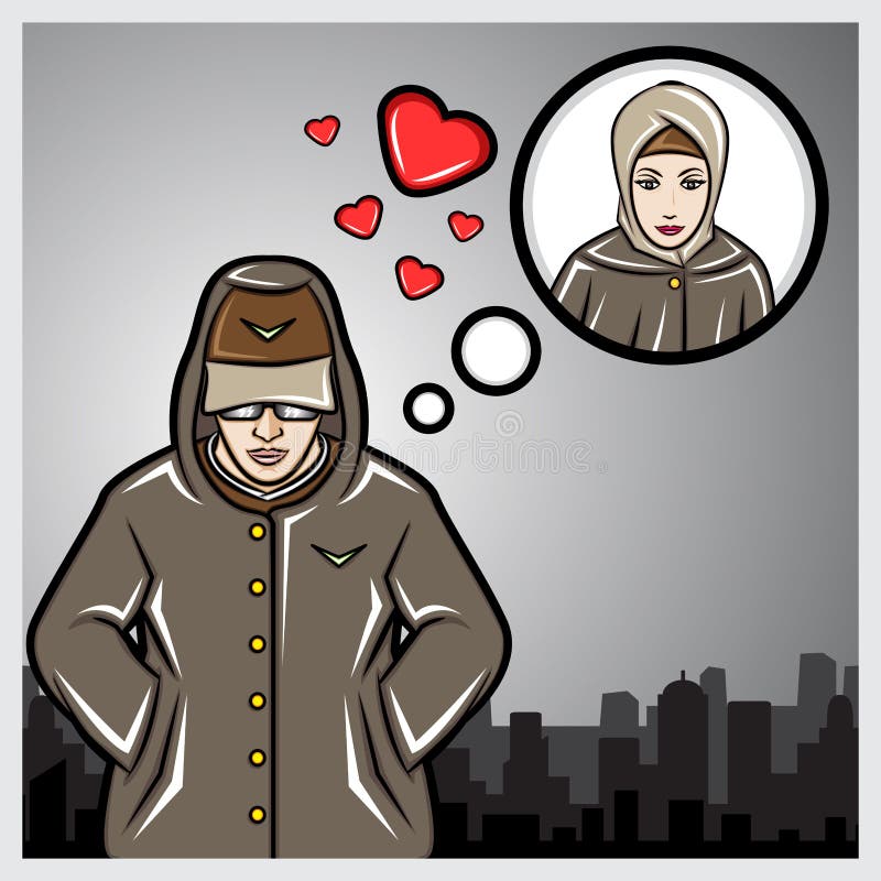 Un homme qui pensait à une fille illustration libre de droits Un homme qui pensait à une fille illustration libre de droits