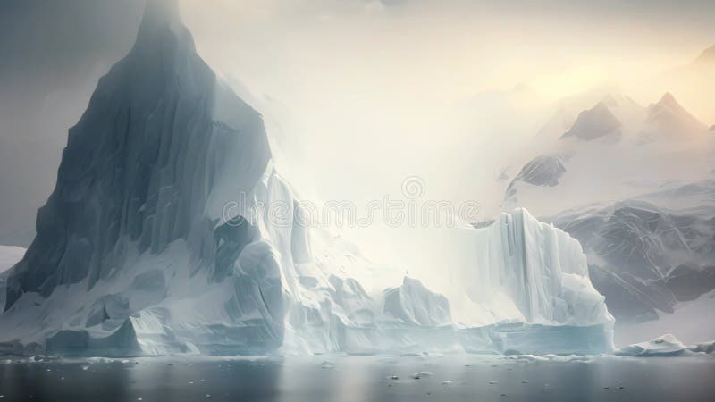 Un iceberg massiccio che galleggia da solo in mezzo all'acqua aperta, tra i ghiacciai e gli iceberg dell'antartica