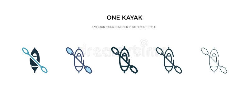 Un icono kayak en una ilustración vectorial de estilo diferente dos iconos vectoriales de un kayak de color y negro diseñados en libre illustration