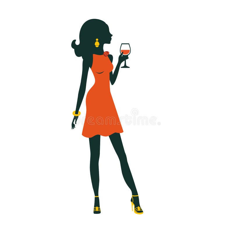 Un'illustrazione della ragazza facile elegante che posa con illustrazione vettoriale Un'illustrazione della ragazza facile elegante che posa con illustrazione vettoriale