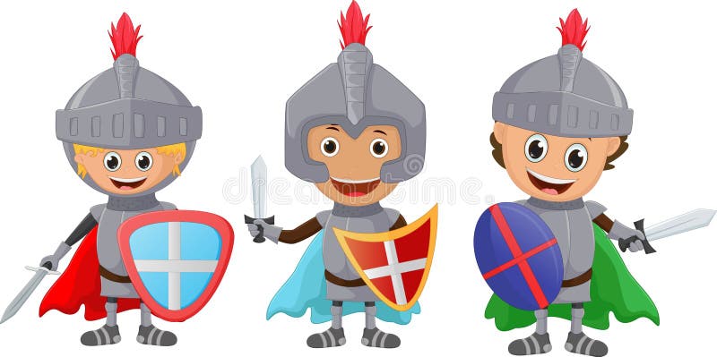 Un'illustrazione di piccolo cavaliere tre isolato su bianco illustrazione di stock Un'illustrazione di piccolo cavaliere tre isolato su bianco illustrazione di stock