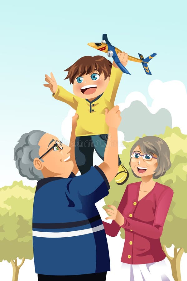 Nonni e gioco del nipote illustrazione di stock Nonni e gioco del nipote illustrazione di stock