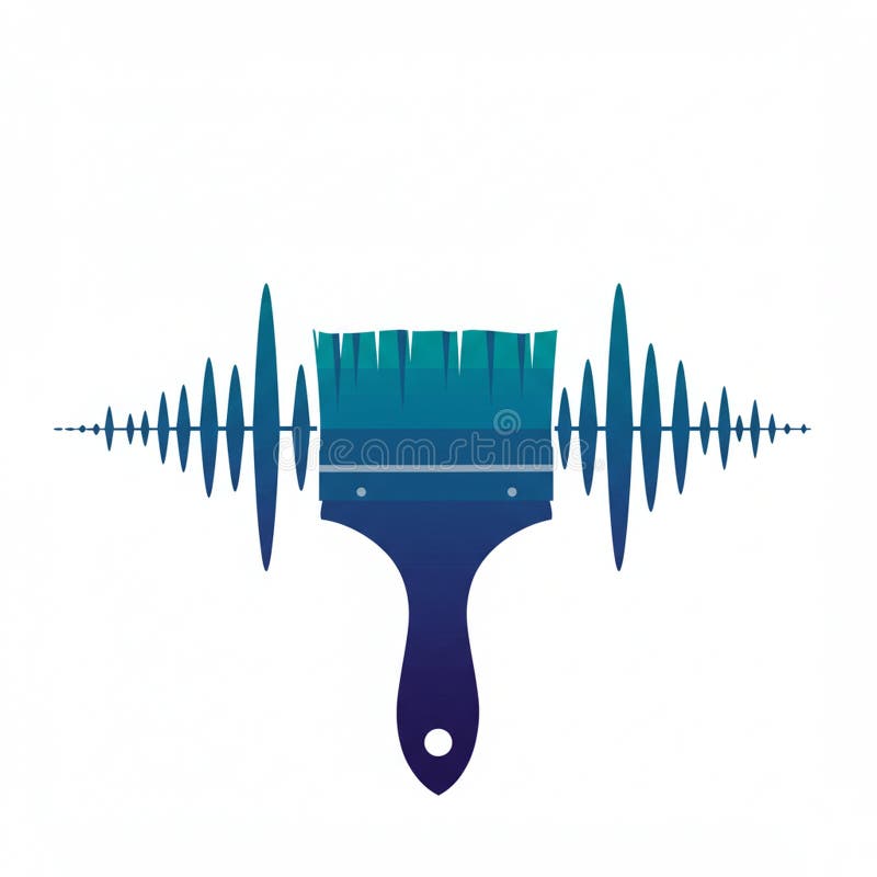 Un'illustrazione digitale combina un pennello con onde sonore. Il pennello centrale royalty illustrazione gratis
