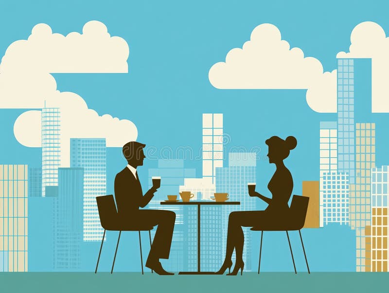 Un'immagine di un bar all'aperto di una città minimalista illustrazione vettoriale