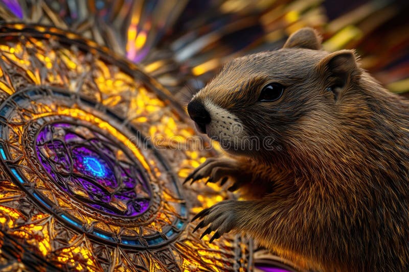 Un'immagine di chiusura di un piccolo animale seduto su un tavolo fotografia stock libera da diritti