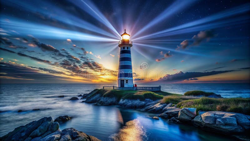 Un'immagine iper realistica di una capsula e di un faro illustrazione di stock