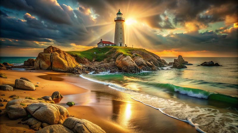 Un'immagine iper realistica di una capsula e di un faro royalty illustrazione gratis