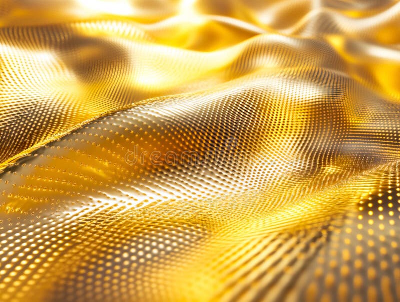 Un'immagine ravvicinata di un tessuto d'oro con uno schema fotografie stock