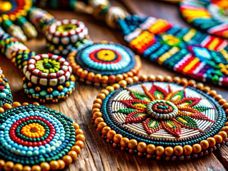 Un'incredibile chiusura di intricate opere d'arte native americane che esplorano il significato artistico e culturale di illustrazione vettoriale