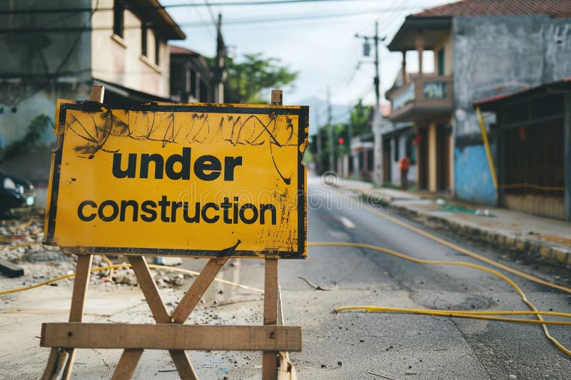 Un indicator generativ în construcție pe autostradă royalty free illustration