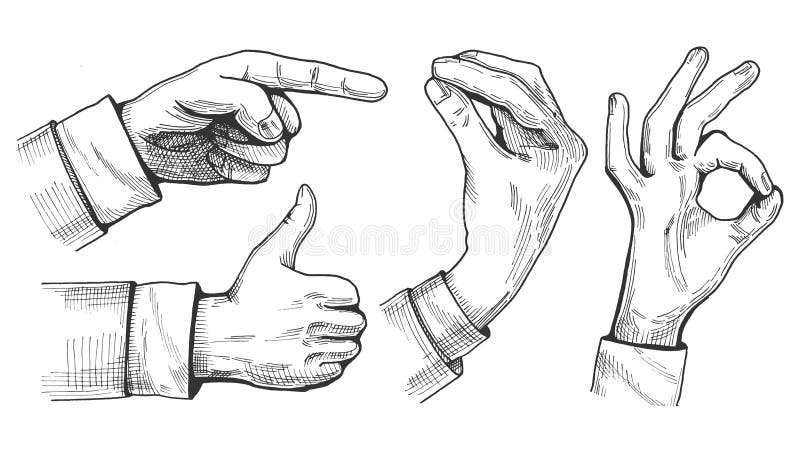 Un insieme dei gesti di mano maschii