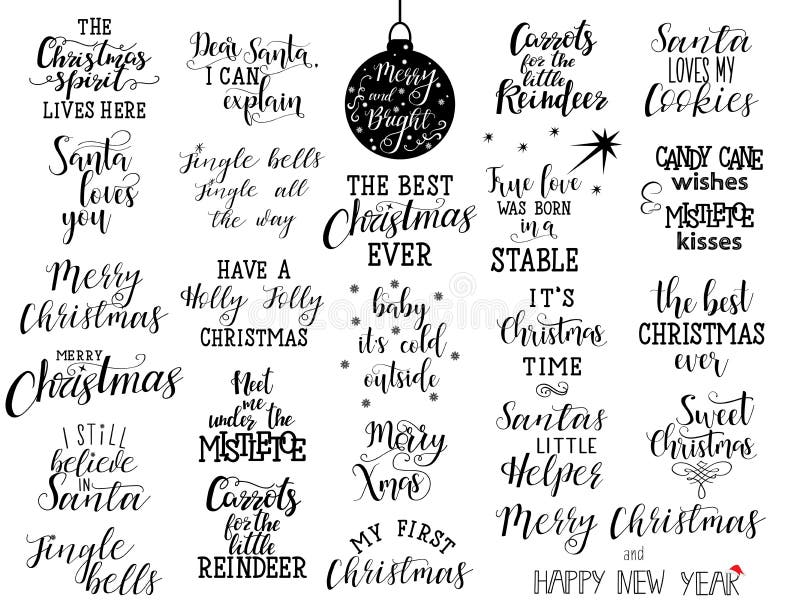 Un insieme della mano di natale 25 che segna le citazioni con lettere alla cartolina d'auguri, insegna, manifesto, illustrazione illustrazione di stock Un insieme della mano di natale 25 che segna le citazioni con lettere alla cartolina d'auguri, insegna, manifesto, illustrazione illustrazione di stock