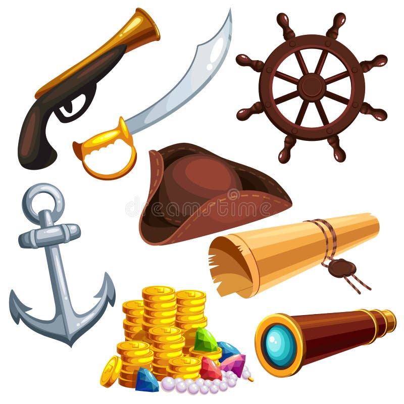 Un insieme delle cose del pirata royalty illustrazione gratis Un insieme delle cose del pirata royalty illustrazione gratis