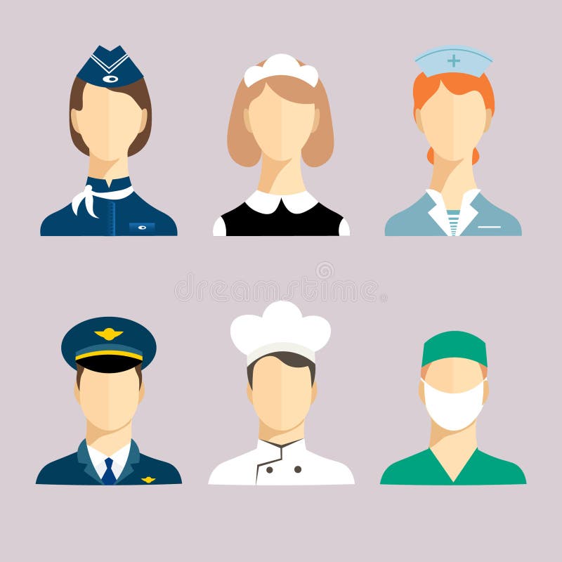 Un insieme delle professioni per gli uomini e le donne illustrazione di stock Un insieme delle professioni per gli uomini e le donne illustrazione di stock