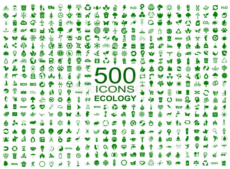Un insieme di 500 icone di ecologia - vettore