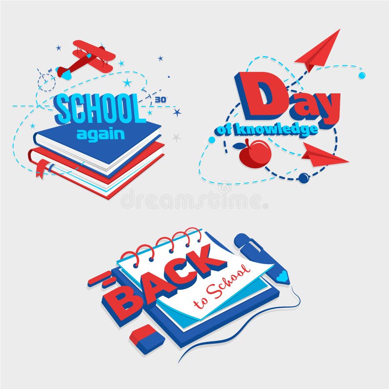 Un insieme di 4 illustrazioni per il giorno di conoscenza illustrazione di stock Un insieme di 4 illustrazioni per il giorno di conoscenza illustrazione di stock