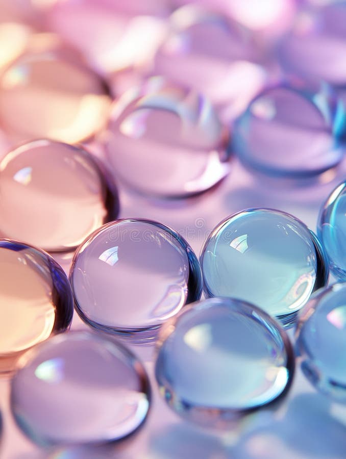 Un insieme di palle di vetro chiare in diversi colori illustrazione di stock