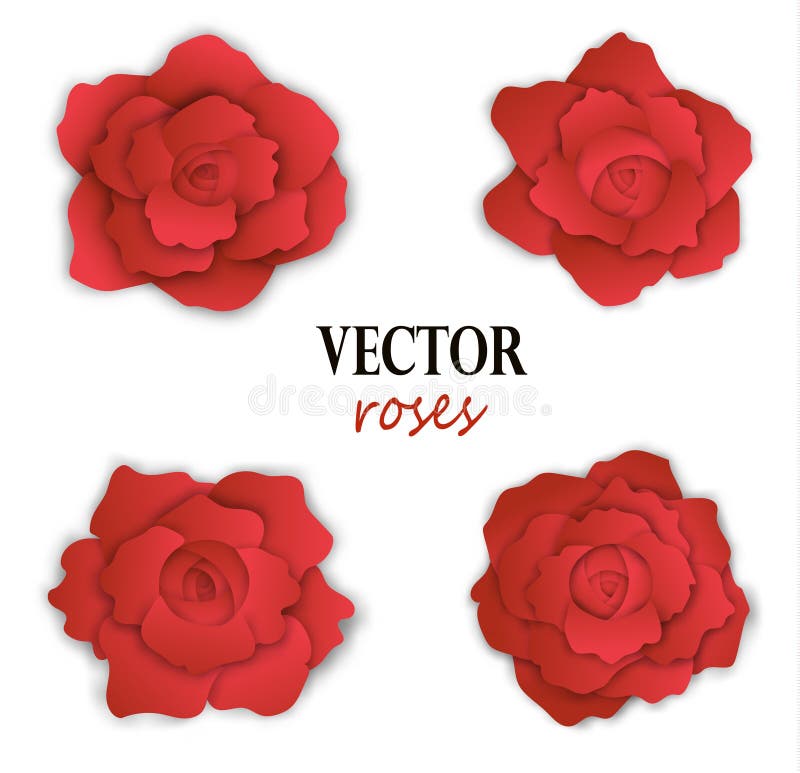 Un insieme di quattro rose rosse di carta royalty illustrazione gratis Un insieme di quattro rose rosse di carta royalty illustrazione gratis