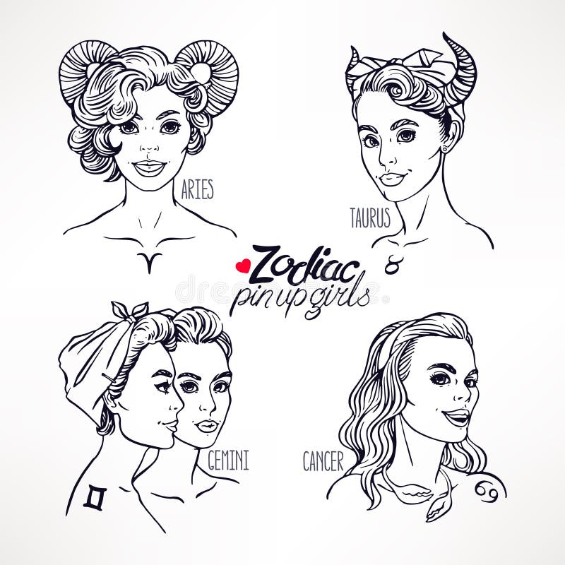Un insieme di quattro segni dello zodiaco - 1 illustrazione vettoriale Un insieme di quattro segni dello zodiaco - 1 illustrazione vettoriale