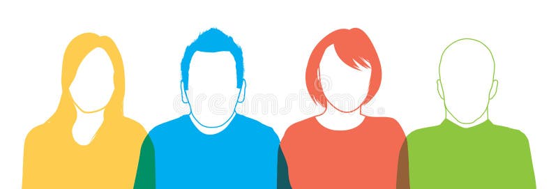 Un insieme di quattro siluette della gente illustrazione vettoriale
