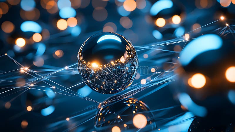 Un insieme di sfere luminose riflettenti illustrazione di stock