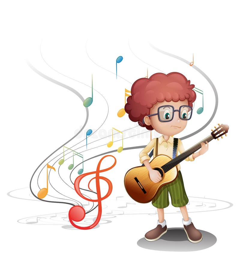 Un jeune musicien jouant une guitare illustration libre de droits Un jeune musicien jouant une guitare illustration libre de droits